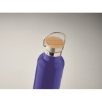 Thermoflasche aus Edelstahl mit Bambusdeckel und Henkel, 750 ml farbe blau Detailbild