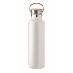 Thermoflasche aus Edelstahl mit Bambusdeckel und Henkel, 750 ml farbe weiß
