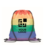 Sportbeutel aus PP in Regenbogenfarben farbe mehrfarbig Ansicht mit Druckbereich