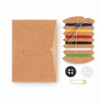 Praktisches Nähzeug-Set für Reisen mit Fäden und Nadel im Umschlag farbe beige dritte Ansicht
