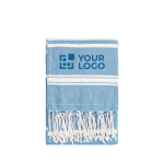 Strandtuch aus Baumwolle und Polyester in bunten Farben farbe blau Ansicht mit Druckbereich