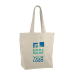 Bio-Baumwolltasche mit langen Henkeln für Events, 230 g/m2 farbe beige Ansicht mit Druckbereich