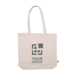 Werbetasche aus Canvas und Bio-Baumwolle mit Logo, 180 g/m2 farbe beige Ansicht mit Druckbereich