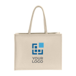 Baumwolltasche mit resistenter Innenbeschichtung, 230 g/m2 farbe beige Ansicht mit Druckbereich