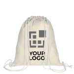 Zuziehbeutel aus Polyester für Sublimations-Vollfarbdruck farbe beige Ansicht mit Druckbereich