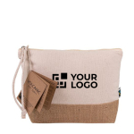 Kosmetikbeutel aus fair gehandelter Baumwolle und Jute, 220 g farbe beige Ansicht mit Druckbereich