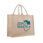 Jutetasche mit laminiertem Innenraum und kurzen Henkeln farbe natürliche farbe Ansicht mit Logo