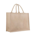Jutetasche mit laminiertem Innenraum und kurzen Henkeln farbe natürliche farbe
