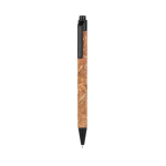 Nachhaltiger Kugelschreiber aus Kork mit blauer Tinte mit Logo farbe schwarz