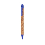 Nachhaltiger Kugelschreiber aus Kork mit blauer Tinte mit Logo farbe blau