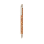 Nachhaltiger Kugelschreiber aus Kork mit blauer Tinte mit Logo farbe beige