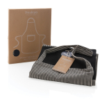 Schürze aus recycelter Baumwolle mit feinen Streifen 280 g/m² farbe schwarz Ansicht mit Box