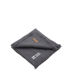 Hochwertig gewebte Kuscheldecke mit Fransen aus recyceltem Material farbe dunkelgrau Ansicht mit Druckbereich