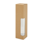 Recycling-Trinkflaschen mit Deckel aus nachhaltigen Bambus, 650ml farbe transparent zweite Ansicht mit Box