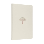 Hardcover-Notizbuch mit wasserfestem linierten Steinpapier, A5 farbe gebrochen weiß Ansicht mit Tampondruck
