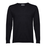 Pulli mit V-Ausschnitt aus Baumwolle und Polyamid 220 g/m2 THC Mailand farbe schwarz