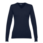 Damenpullover aus Baumwolle mit V-Ausschnitt 220 g/m2 THC Mailand farbe marineblau dritte Ansicht