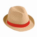 Naturhut aus Papierstroh mit kurzer Krempe im Unisex Format mit Logo farbe camel zweite Ansicht