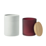 Pflanzenkerze im farbigen Glas mit Bambusdeckel als Werbegeschenk farbe bordeaux sechste Ansicht