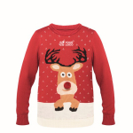 Lustiger Pullover mit Weihnachtsmotiven farbe rot Ansicht mit Druckbereich