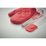 Backset mit bedruckbarem Handschuh, Schneebesen und Spatel farbe rot