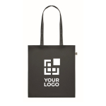 Recycelte Baumwolltasche in vielen Farben mit Logo 140 g/m² farbe schwarz Ansicht mit Druckbereich