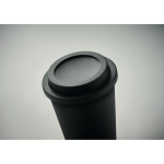Doppelwandiger To Go Becher aus Kunststoff mit Logo 300 ml farbe schwarz