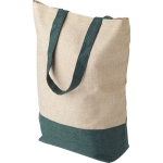 Polyester-Tasche in Leinenoptik mit farbigem Boden bedrucken, 150 g/m2 farbe grün zweite Ansicht