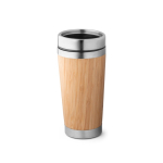 Bedruckte Thermobecher aus Edelstahl mit Bambusoberfläche, 500ml farbe natürliche farbe