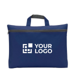Messetasche aus Non-Woven-Stoff mit Reißverschluss und Tragegriff farbe dunkelblau Ansicht mit Druckbereich