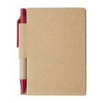 Notizbuch inkl. Mini-Kugelschreiber aus recycelten Materialien, A7 farbe rot erste Ansicht