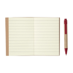 Notizbuch inkl. Mini-Kugelschreiber aus recycelten Materialien, A7 farbe rot zweite Ansicht