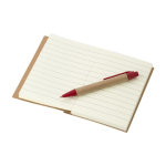 Notizbuch inkl. Mini-Kugelschreiber aus recycelten Materialien, A7 farbe rot dritte Ansicht