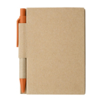 Notizbuch inkl. Mini-Kugelschreiber aus recycelten Materialien, A7 farbe orange erste Ansicht