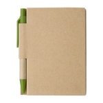 Notizbuch inkl. Mini-Kugelschreiber aus recycelten Materialien, A7 farbe hellgrün erste Ansicht