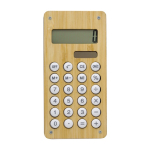 8-stelliger Dual-Taschenrechner im nachhaltigen Bambus-Design farbe holzton erste Ansicht