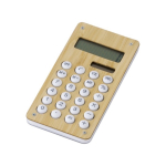 8-stelliger Dual-Taschenrechner im nachhaltigen Bambus-Design farbe holzton dritte Ansicht
