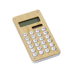 8-stelliger Dual-Taschenrechner im nachhaltigen Bambus-Design farbe holzton vierte Ansicht