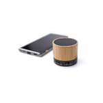 Klassischer Bluetooth-Lautsprecher aus Holz in runder Form farbe schwarz siebte Ansicht