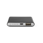 Flache Powerbank aus Aluminium mit Logo bedrucken, 4.000 mAh farbe schwarz dritte Ansicht