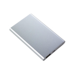 Flache Powerbank aus Aluminium mit Logo bedrucken, 4.000 mAh farbe silber dritte Ansicht