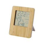 Wetterstation aus Bambus und ABS als Kundengeschenk farbe holzton dritte Ansicht