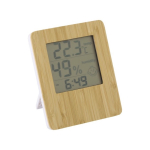 Wetterstation aus Bambus und ABS als Kundengeschenk farbe holzton vierte Ansicht