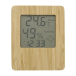 Wetterstation und Bambusuhr mit klappbarem Ständer zweite Ansicht