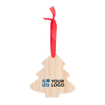 Weihnachtsbaumschmuck aus Holz in Form eines Weihnachtbaumes farbe braun Ansicht mit Druckbereich