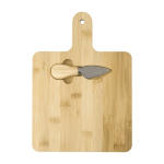 Quadratisches Käsebrett mit integriertem Messer farbe holzton zweite Ansicht