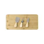 Schneidebrettchen aus Bambus für Käse mit Messer und Gabel farbe holzton 41603.75