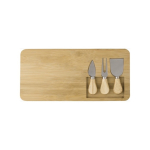 Schneidebrettchen aus Bambus für Käse mit Messer und Gabel farbe holzton dritte Ansicht