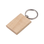 Rechteckige Holzschlüsselanhänger mit Logo bedrucken oder gravieren farbe holzton dritte Ansicht