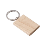 Rechteckige Holzschlüsselanhänger mit Logo bedrucken oder gravieren farbe holzton vierte Ansicht